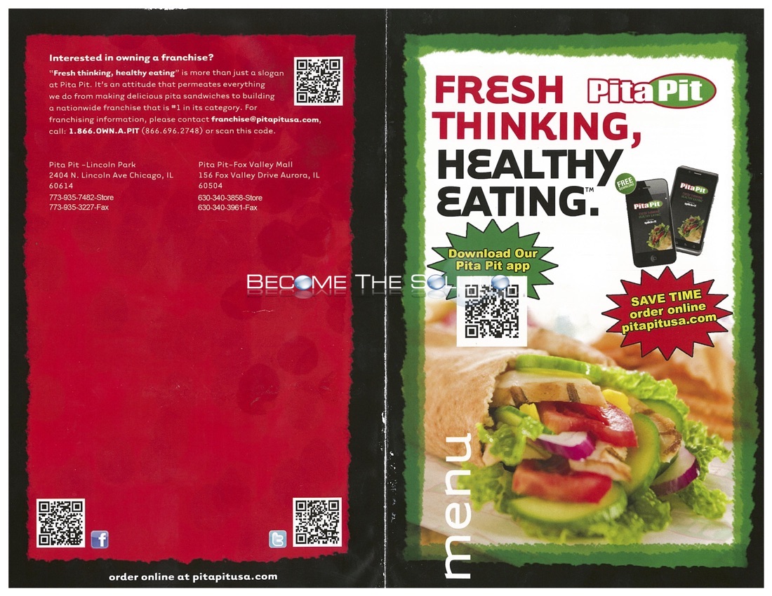 Pita Pit Menu Chicago (Scanned Menu With Prices)